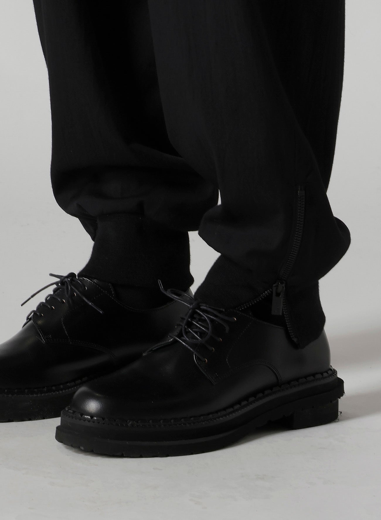 WOOL BLEND TWILL RIB HEM PANTS