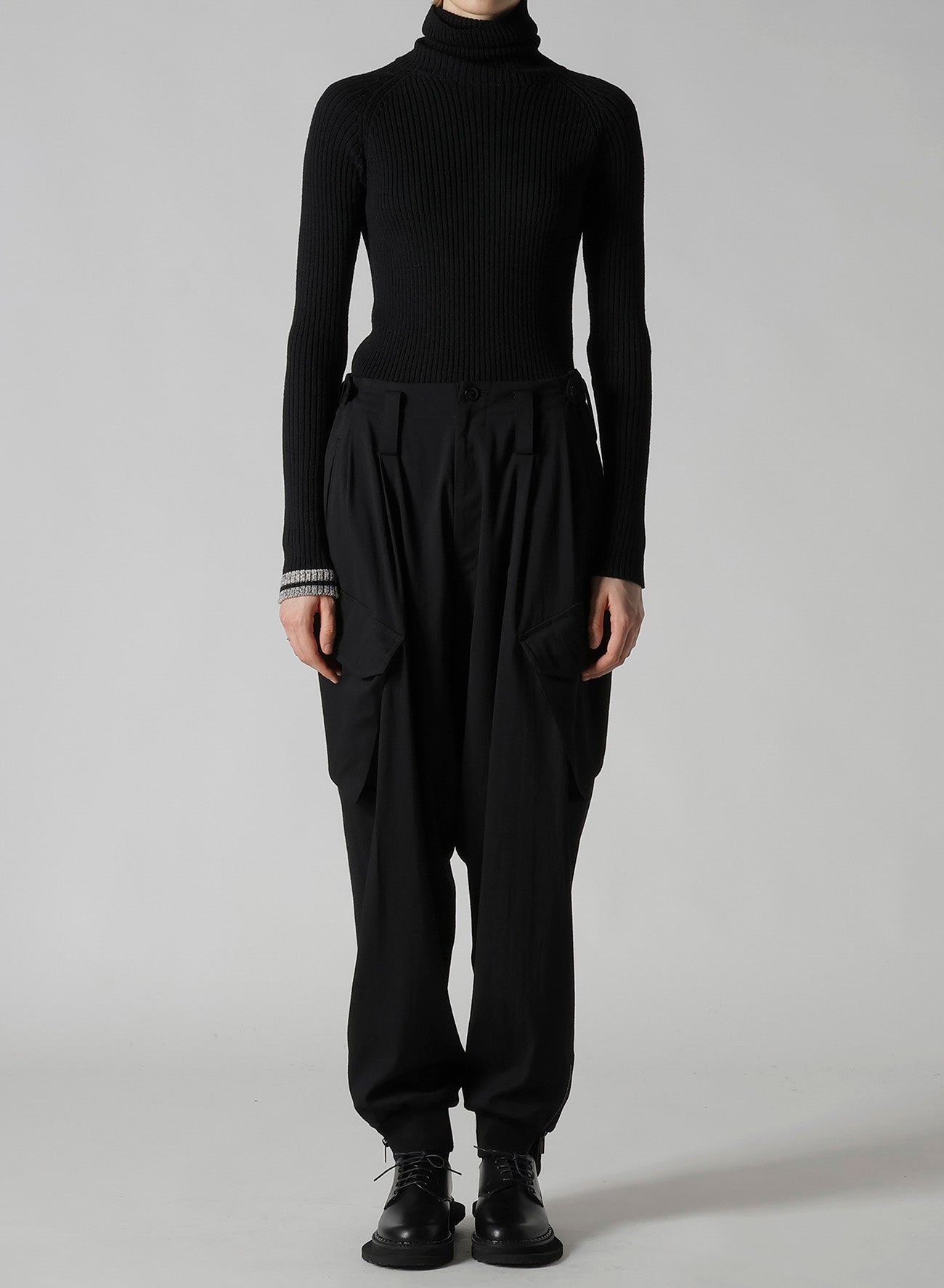 WOOL BREND TWILL RIB HEM PANTS