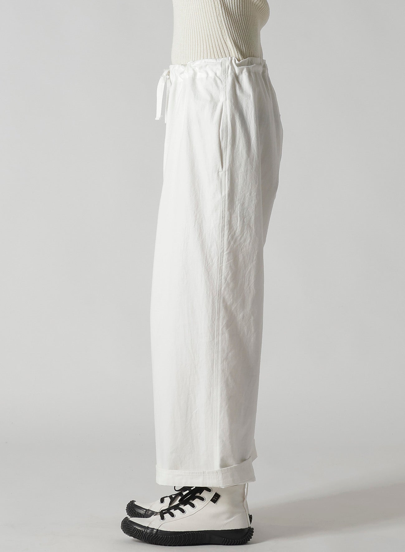 COTTON TWILL STRAIGHT STRING PANTS