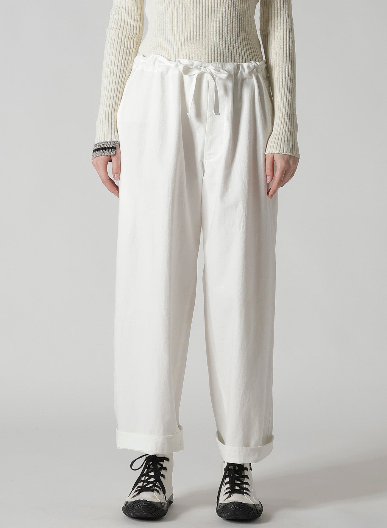 COTTON TWILL STRAIGHT STRING PANTS