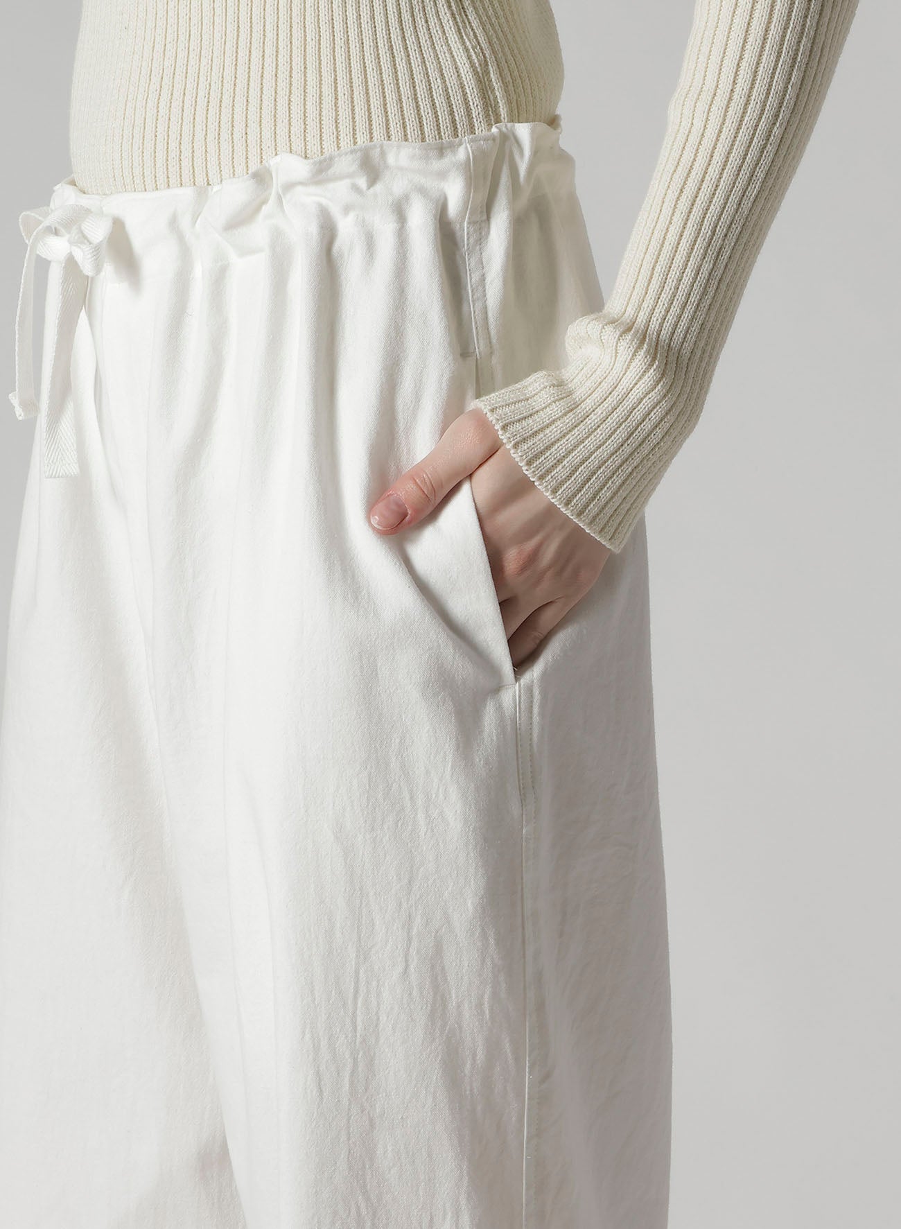COTTON TWILL STRAIGHT STRING PANTS
