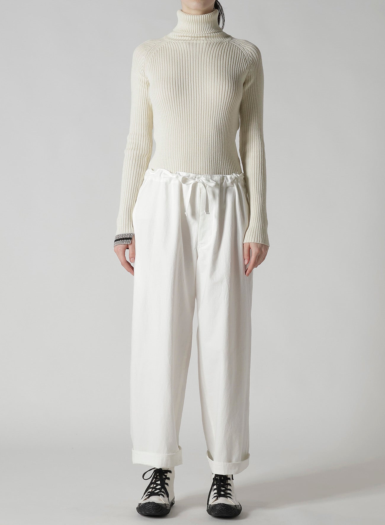 COTTON TWILL STRAIGHT STRING PANTS