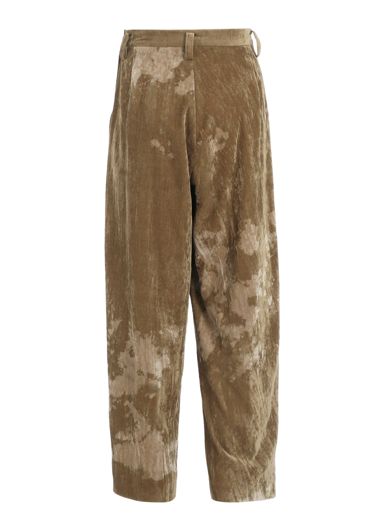 DISCHARGE-PRINTED VELVET PLEATED PANTS