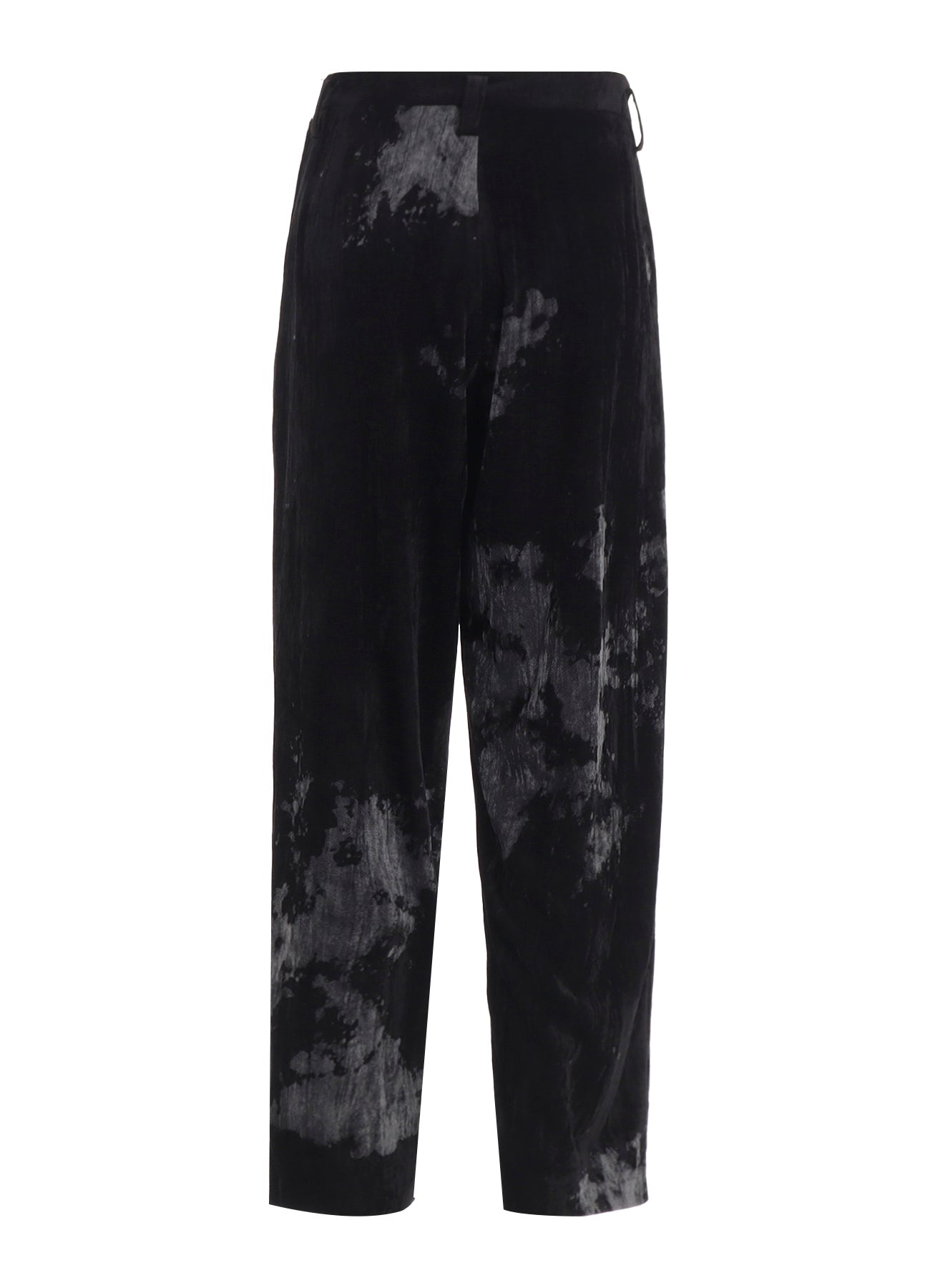 DISCHARGE-PRINTED VELVET PLEATED PANTS