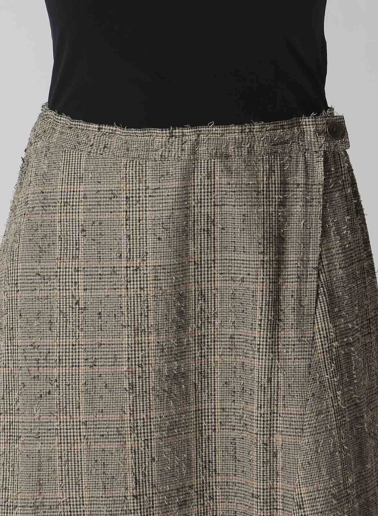 NEEDLE-PUNCHED ASYMMETRIC FLARE PANTS