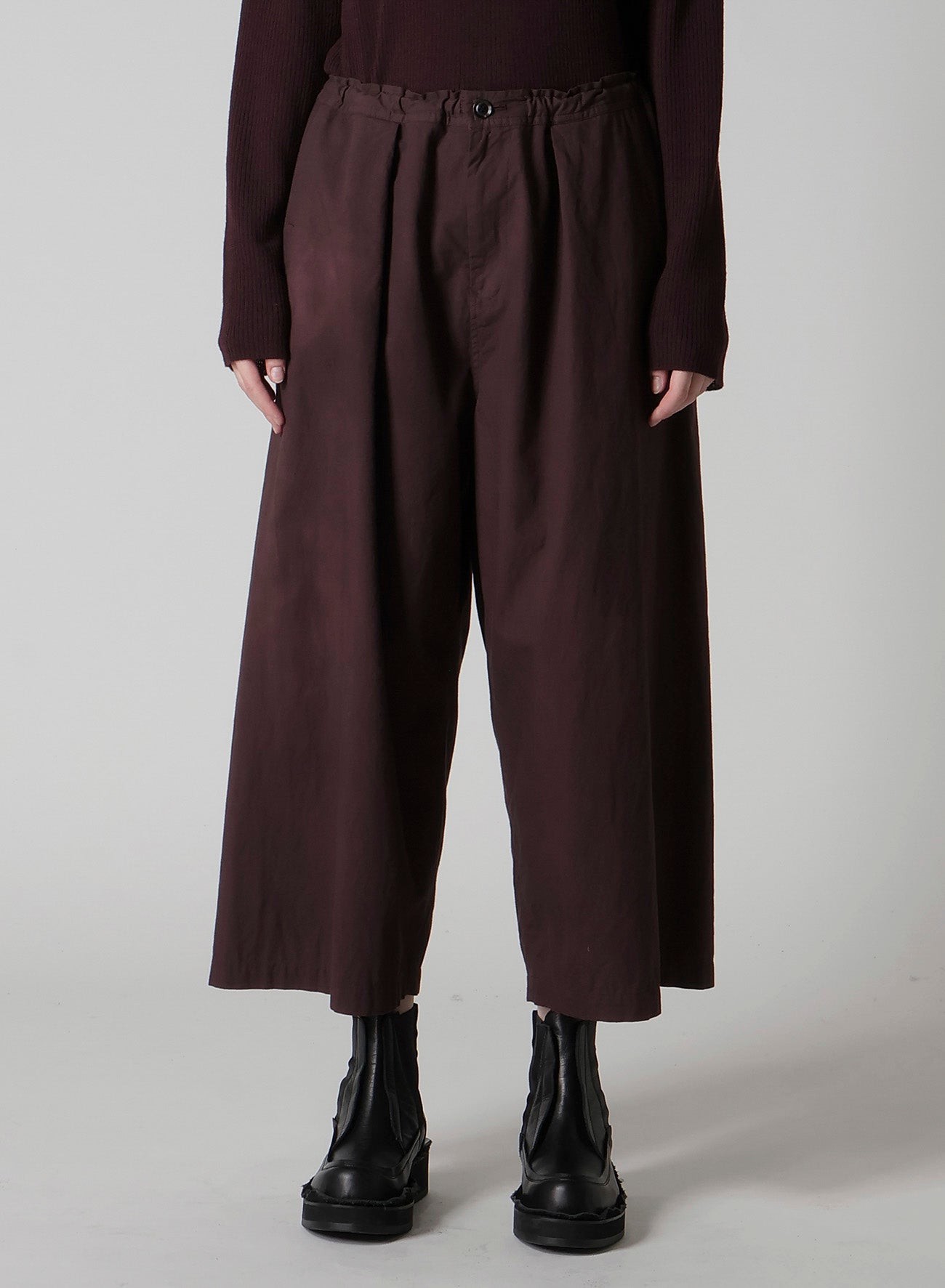 GARMENT-DYED FRONT TUCK WIDE PANTS