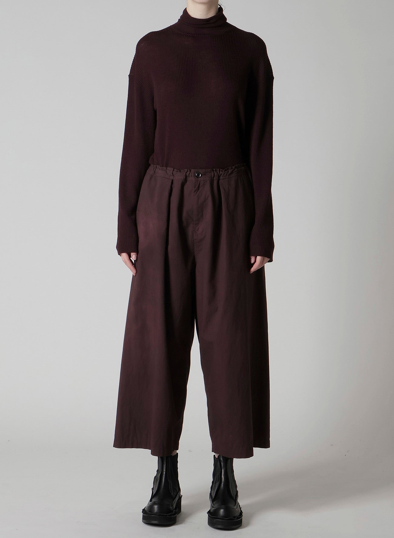 GARMENT-DYED FRONT TUCK WIDE PANTS