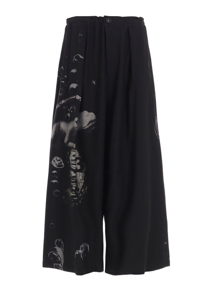 ANGEL-PRINT DUNGAREE TWILL FRONT PLATED WIDE PANTS