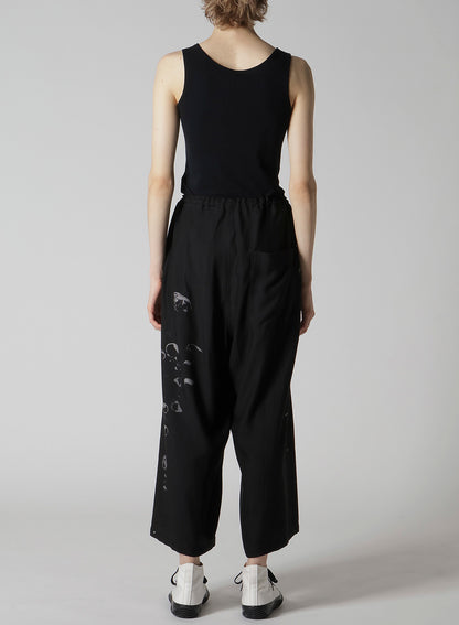 ANGEL-PRINT DUNGAREE TWILL FRONT PLATED WIDE PANTS
