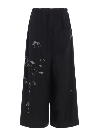 ANGEL-PRINT DUNGAREE TWILL FRONT PLATED WIDE PANTS
