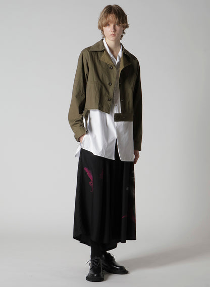 ANGEL-PRINT DUNGAREE TWILL GATHERED PANTS