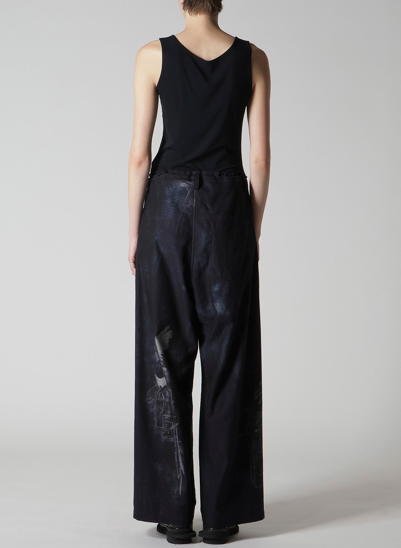 BIRD PRINT DENIM LONG STRAIGHT PANTS