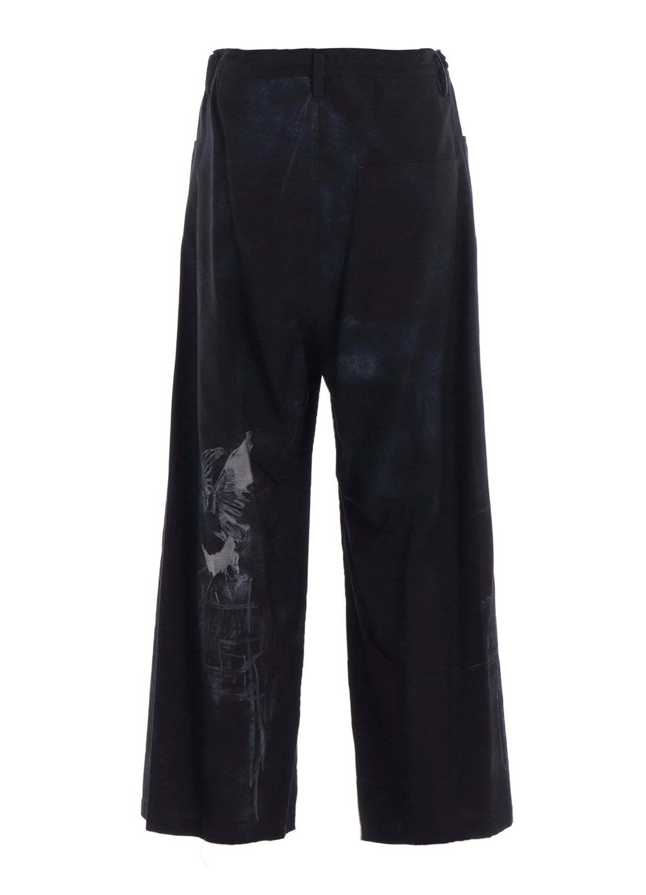 BIRD PRINT DENIM LONG STRAIGHT PANTS