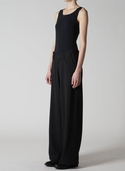 WOOL SERGE LONG STRAIGHT PANTS