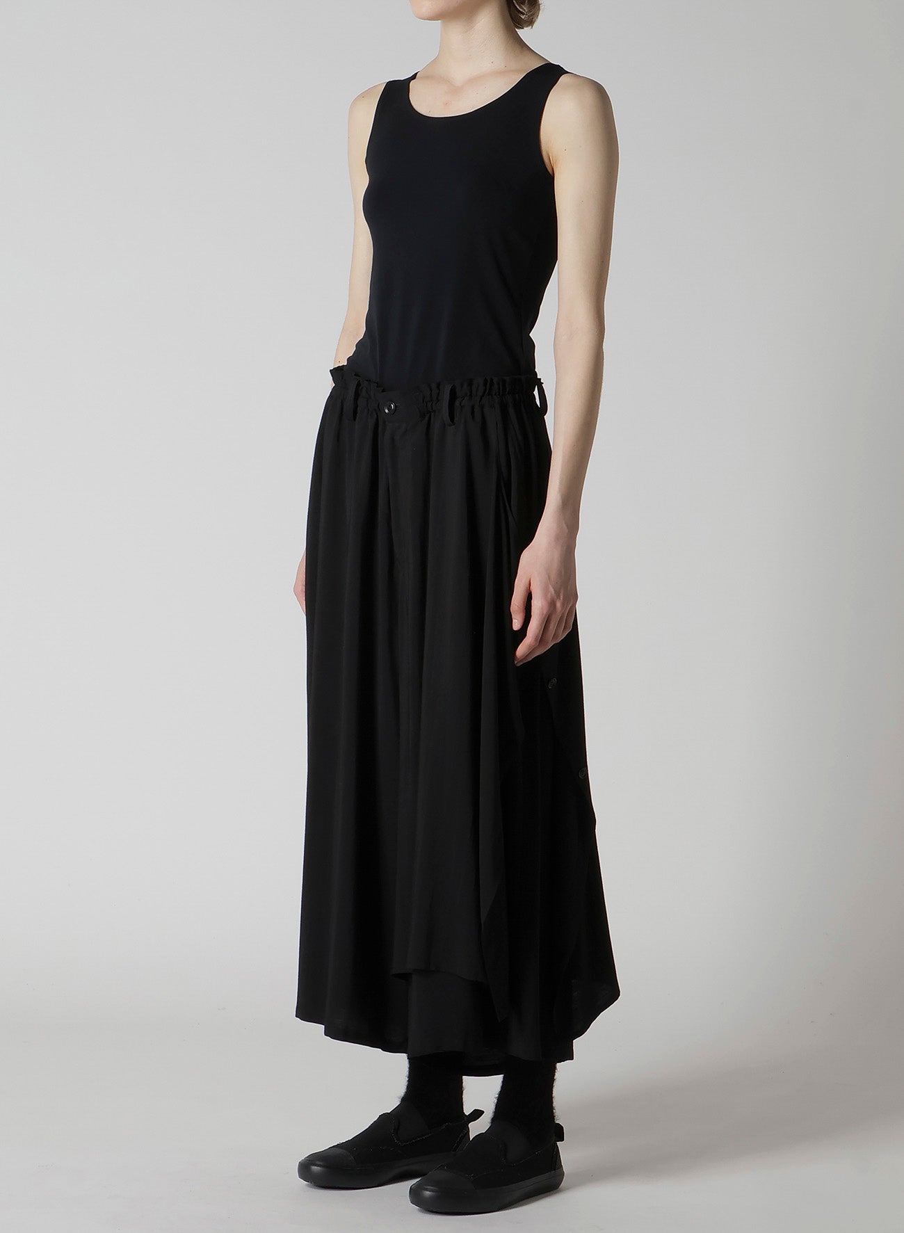 HARD-TWIST SERGE LEFT DOUBLE BUTTON OPEN PANTS