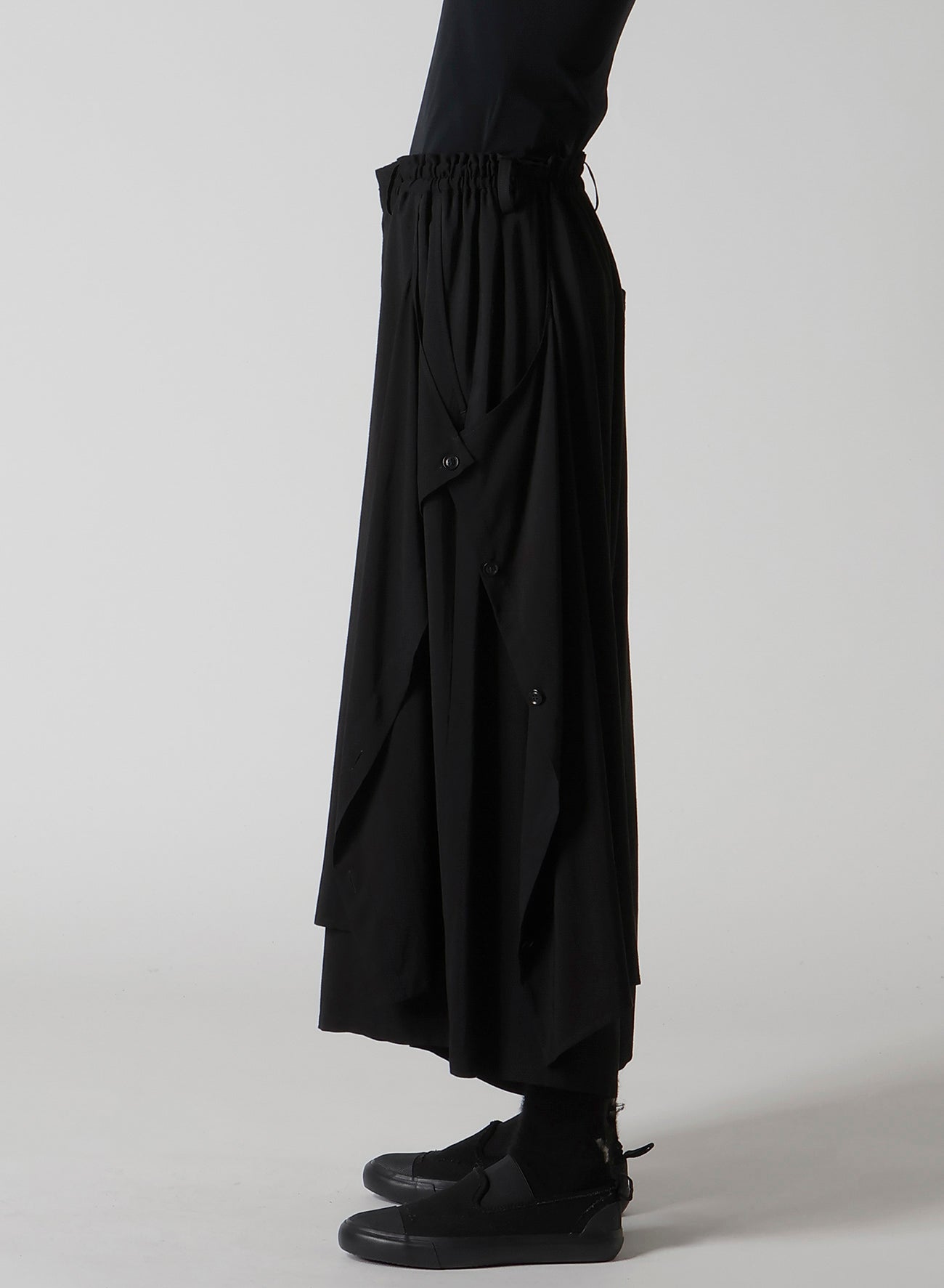 HARD-TWIST SERGE LEFT DOUBLE BUTTON OPEN PANTS