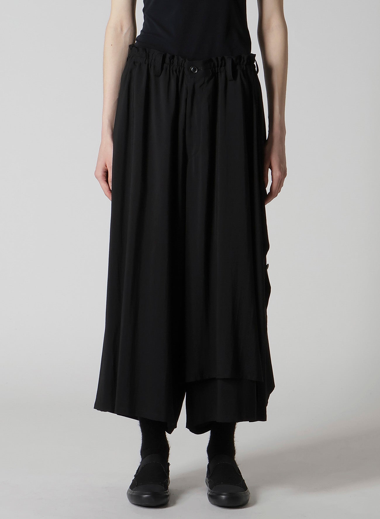 HARD-TWIST SERGE LEFT DOUBLE BUTTON OPEN PANTS