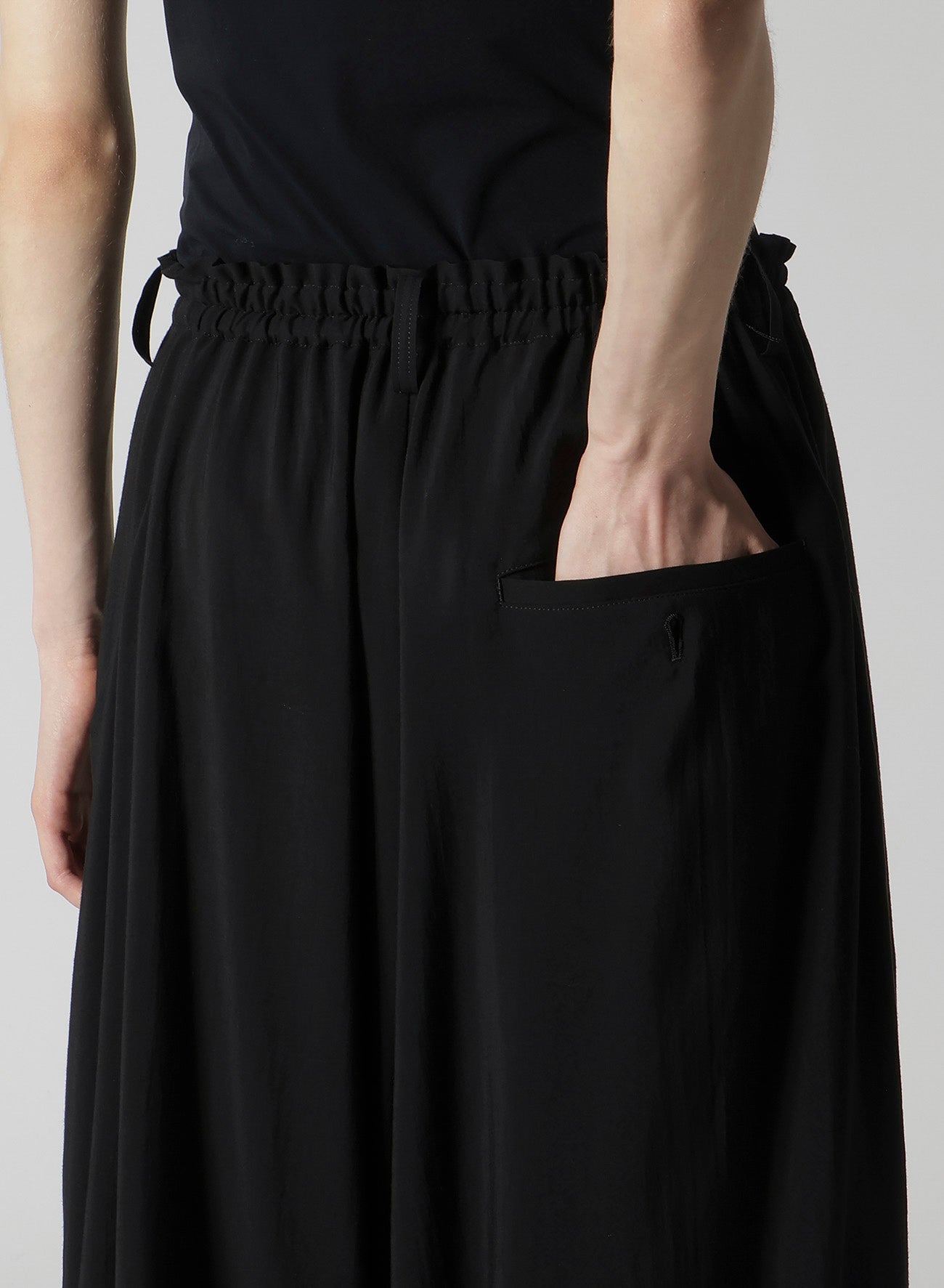 HARD-TWIST SERGE LEFT DOUBLE BUTTON OPEN PANTS