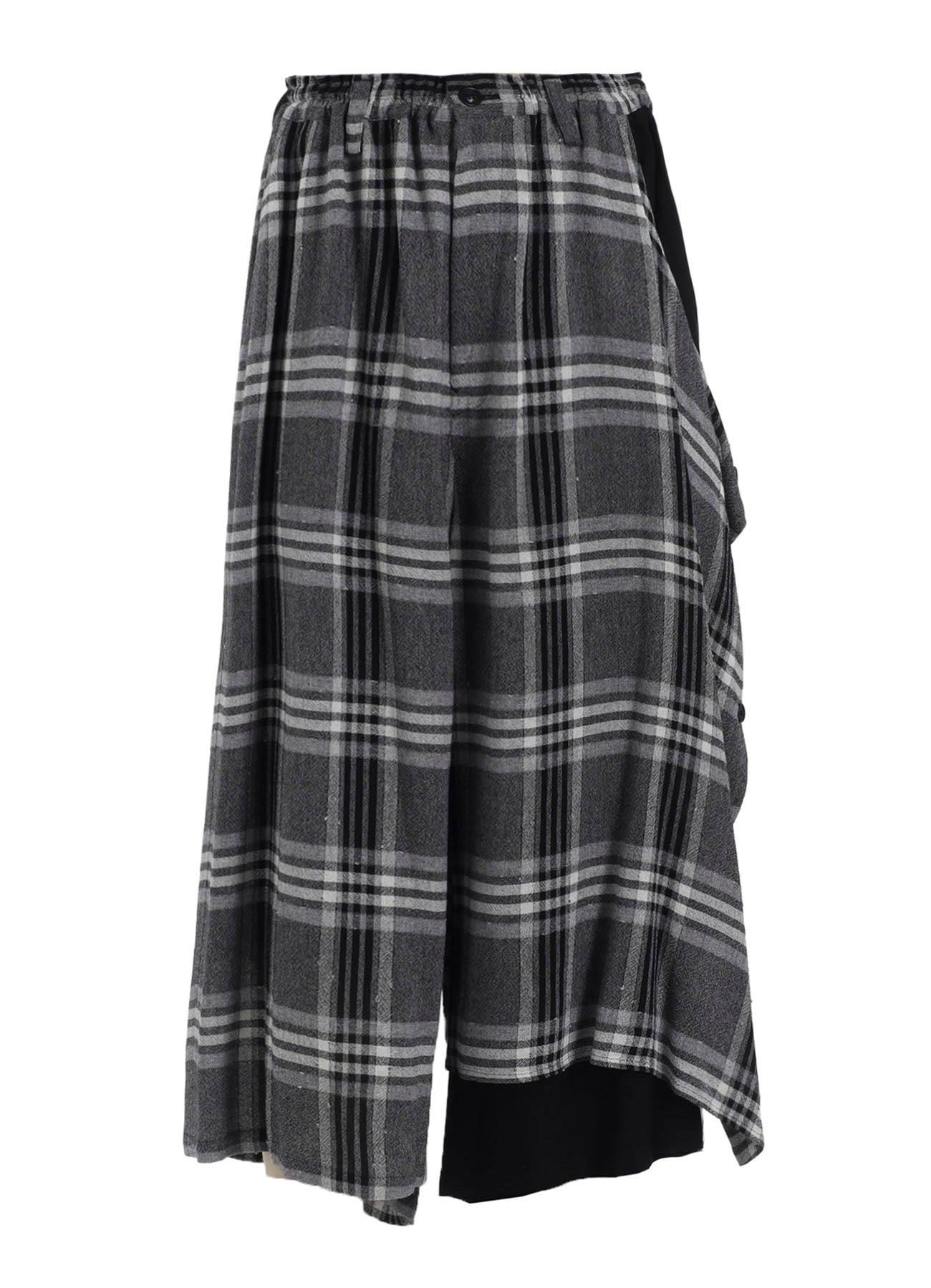 GAUZE PLAID LEFT DOUBLE BUTTON OPEN PANTS