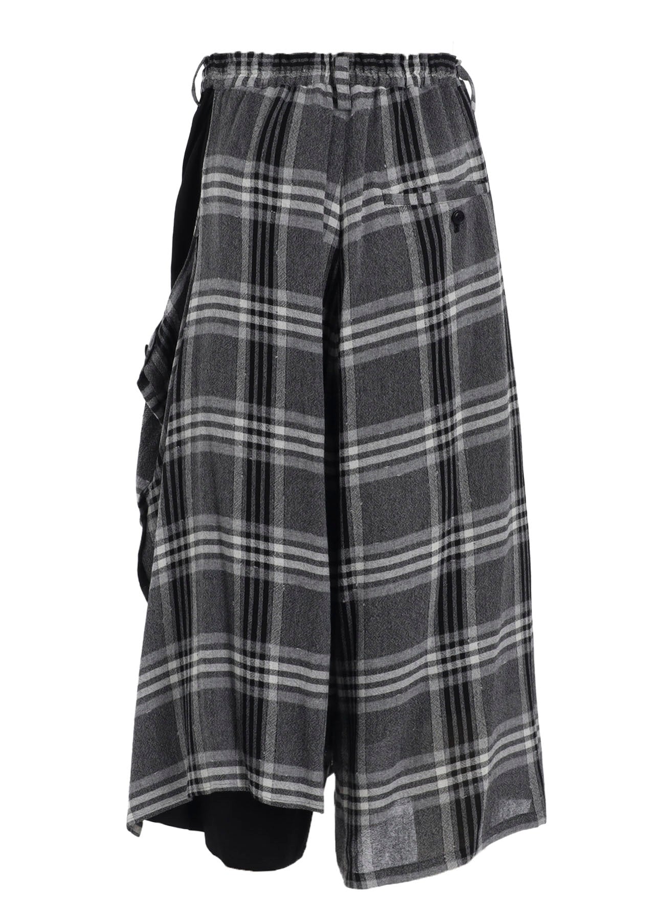 GAUZE PLAID LEFT DOUBLE BUTTON OPEN PANTS