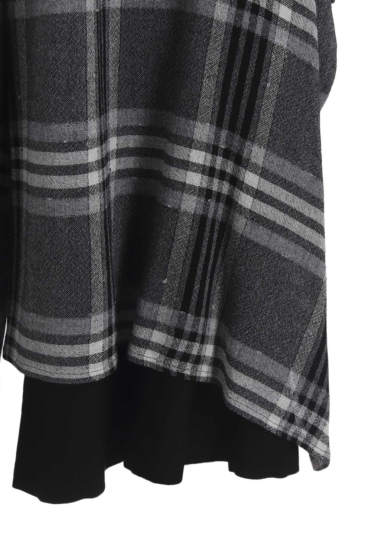 GAUZE PLAID LEFT DOUBLE BUTTON OPEN PANTS