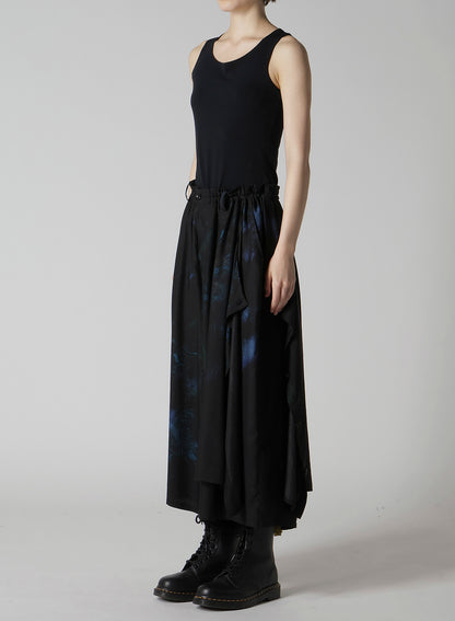 FLOWER/LACE-PREINT DUNGAREE TWILL PANTS