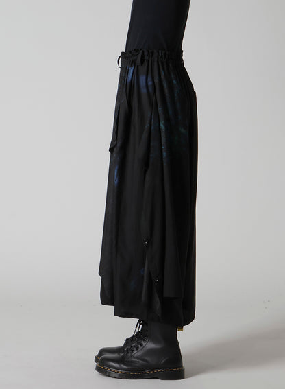 FLOWER/LACE-PREINT DUNGAREE TWILL PANTS