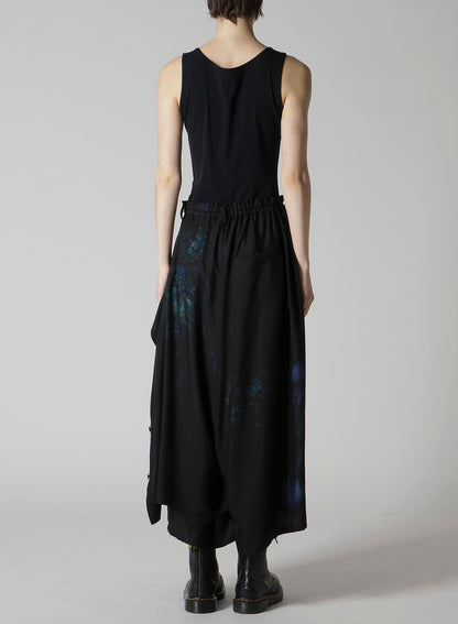 FLOWER/LACE-PREINT DUNGAREE TWILL PANTS