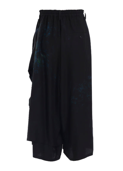 FLOWER/LACE-PREINT DUNGAREE TWILL PANTS