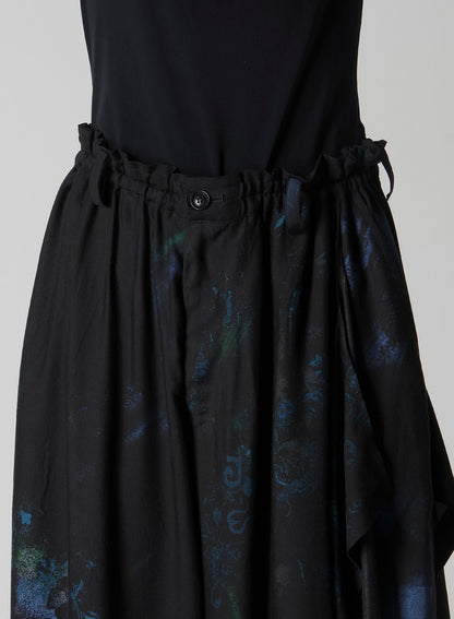 FLOWER/LACE-PREINT DUNGAREE TWILL PANTS