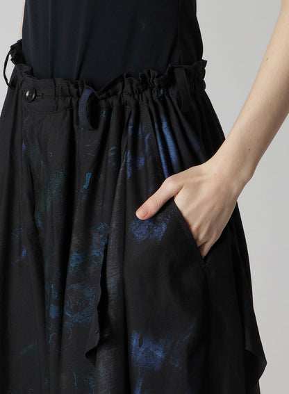 FLOWER/LACE-PREINT DUNGAREE TWILL PANTS