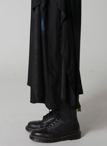 FLOWER/LACE-PREINT DUNGAREE TWILL PANTS