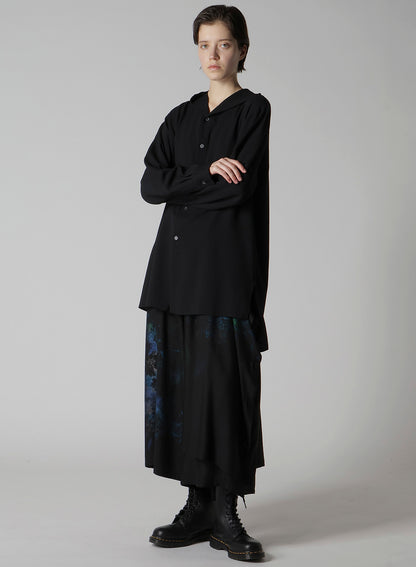 FLOWER/LACE-PREINT DUNGAREE TWILL PANTS