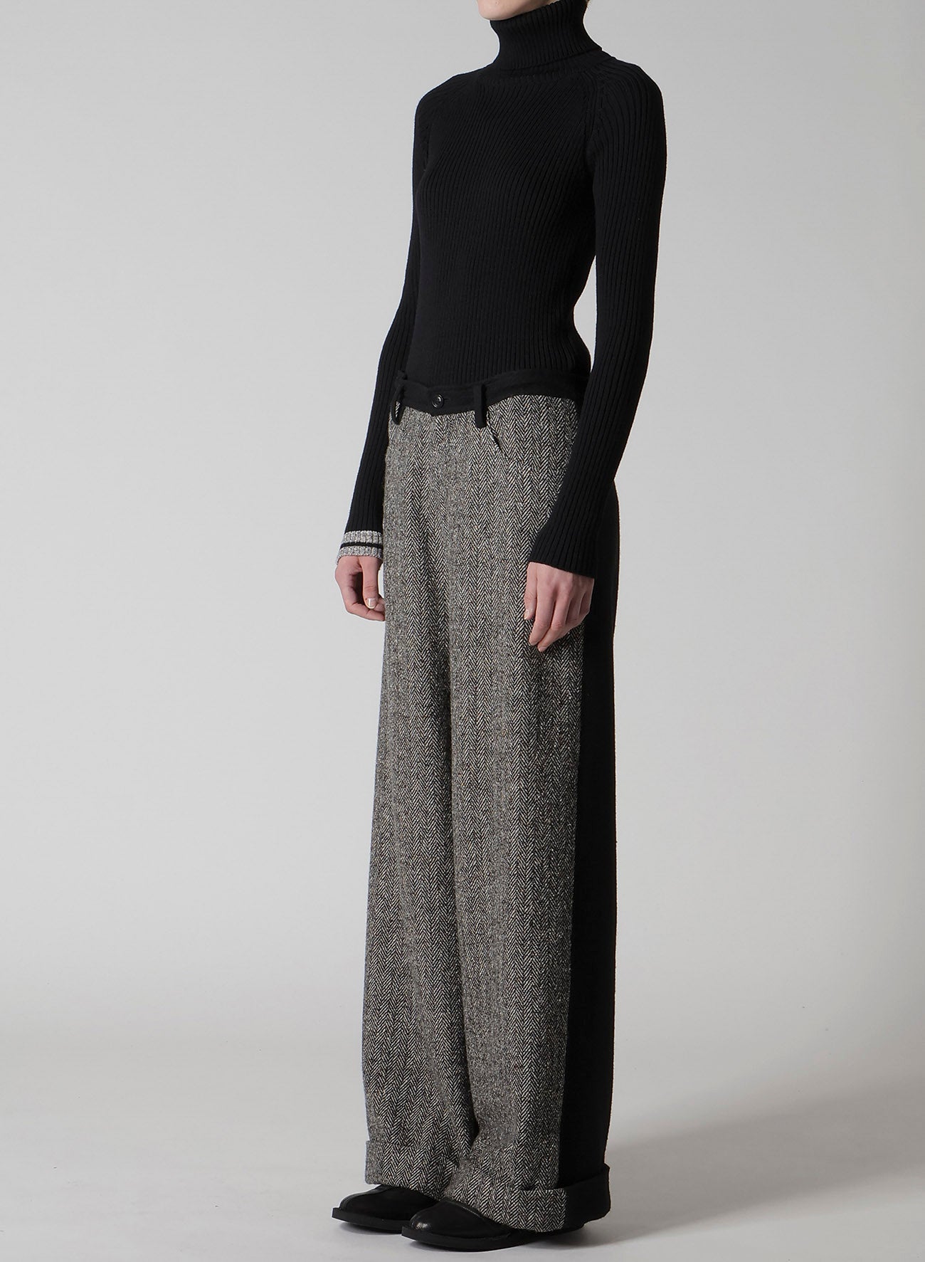 BIG HERRINGBONE WIDE PANTS