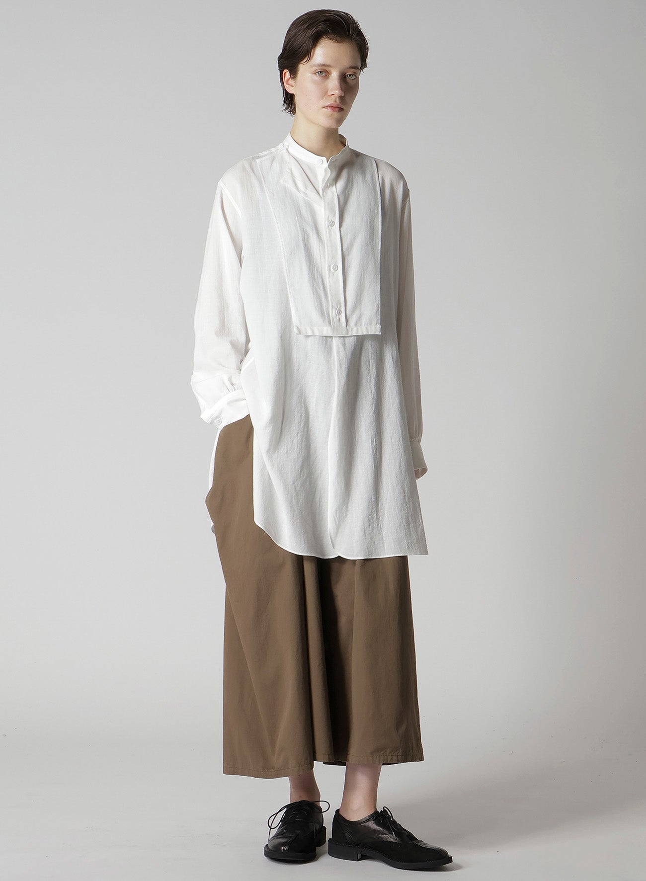 COTTON TWILL GARMENT DYE RIGHT SIDE DRAPE PANTS