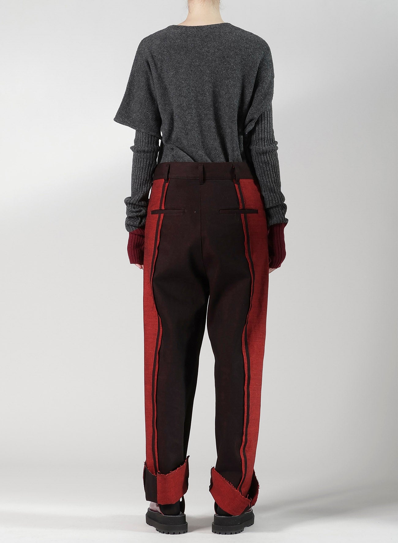 RED BACK SIDE DENIM PANEL PANTS