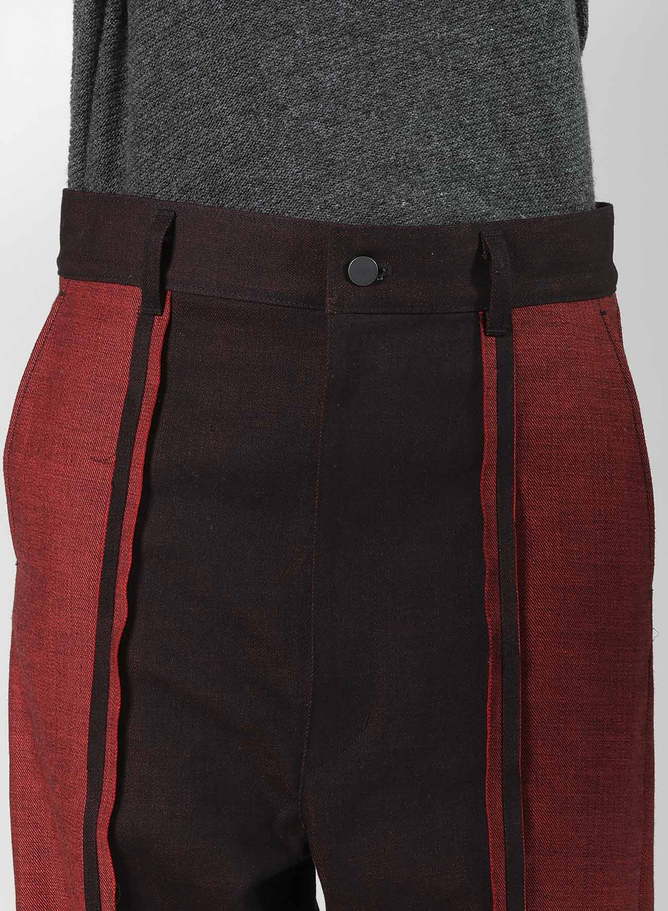 RED BACK SIDE DENIM PANEL PANTS