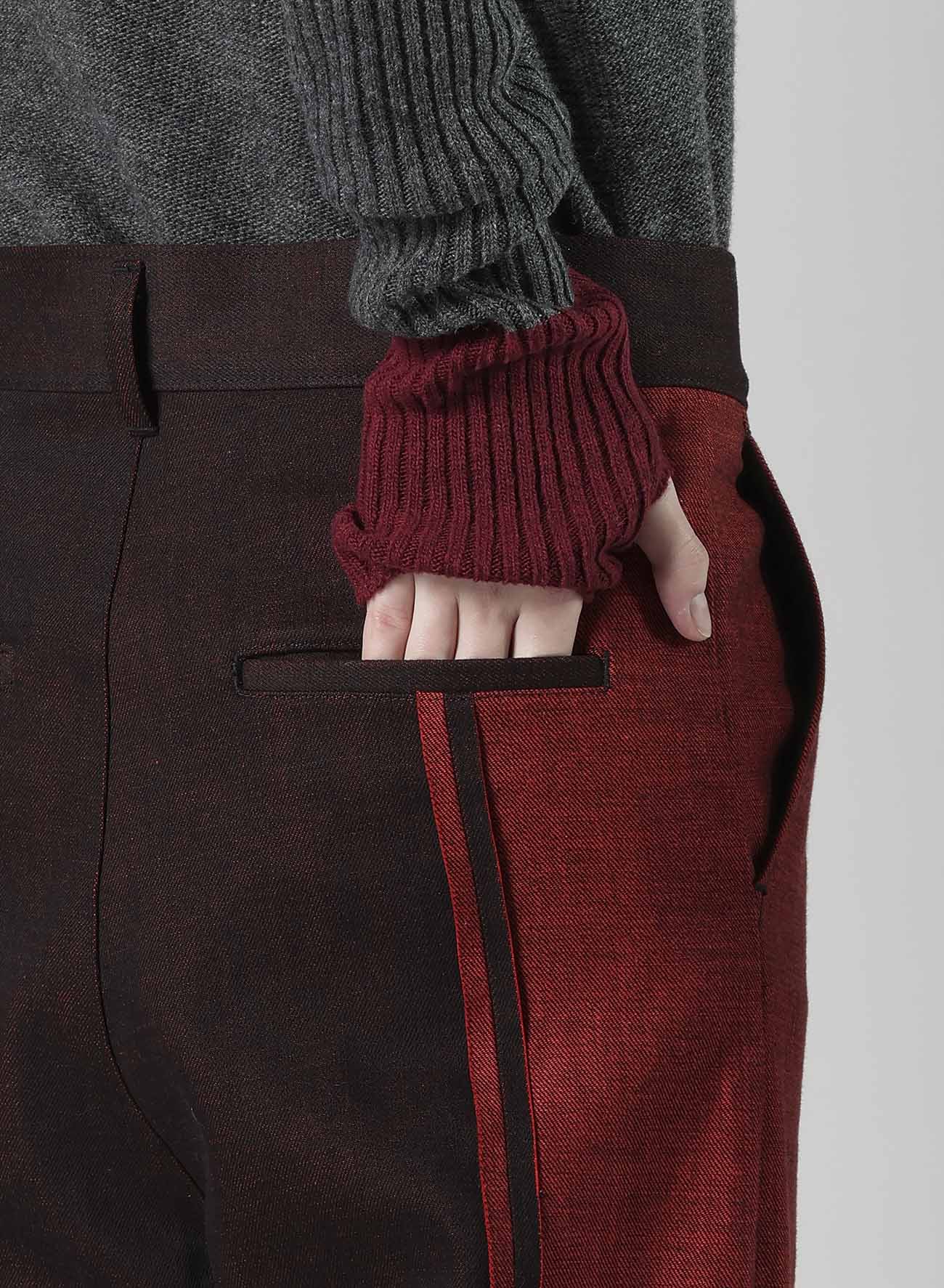 RED BACK SIDE DENIM PANEL PANTS