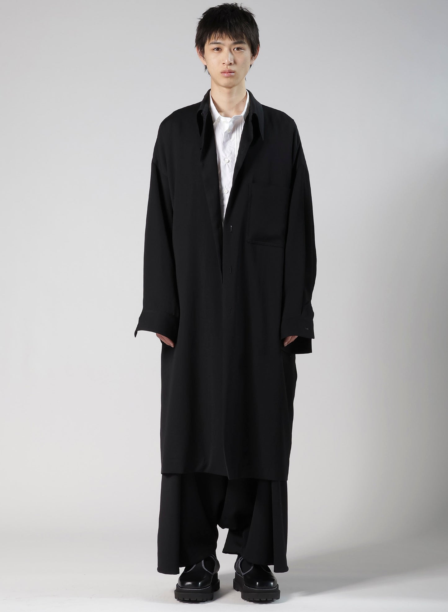 WOOL GABARDINE SAROUEL TUCKED PANTS