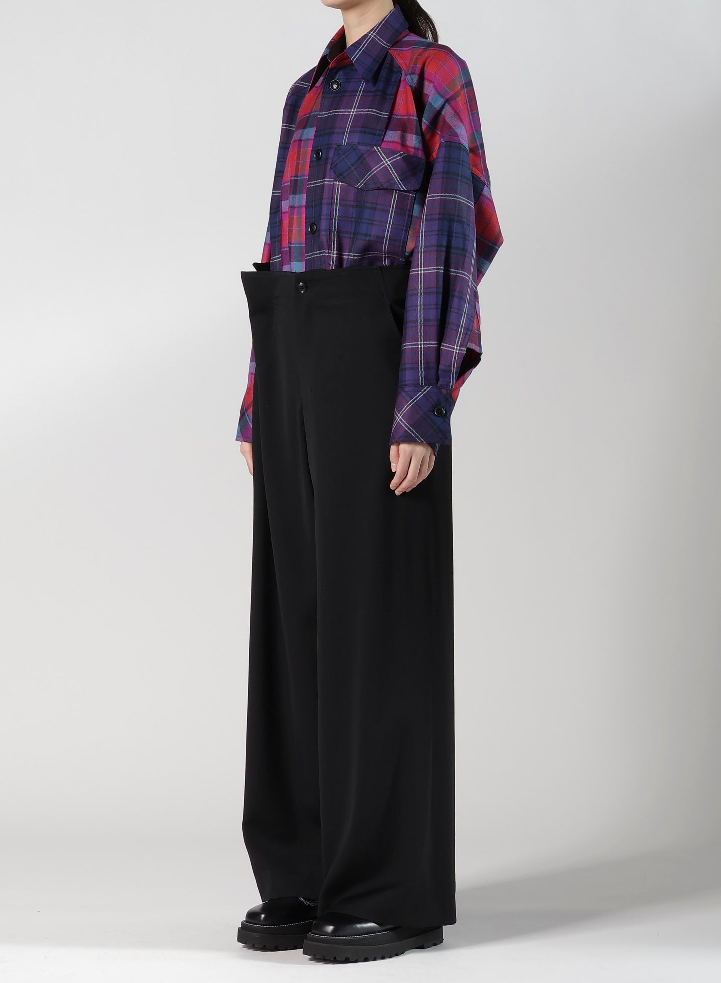 WOOL GABARDINE BELT PANTS