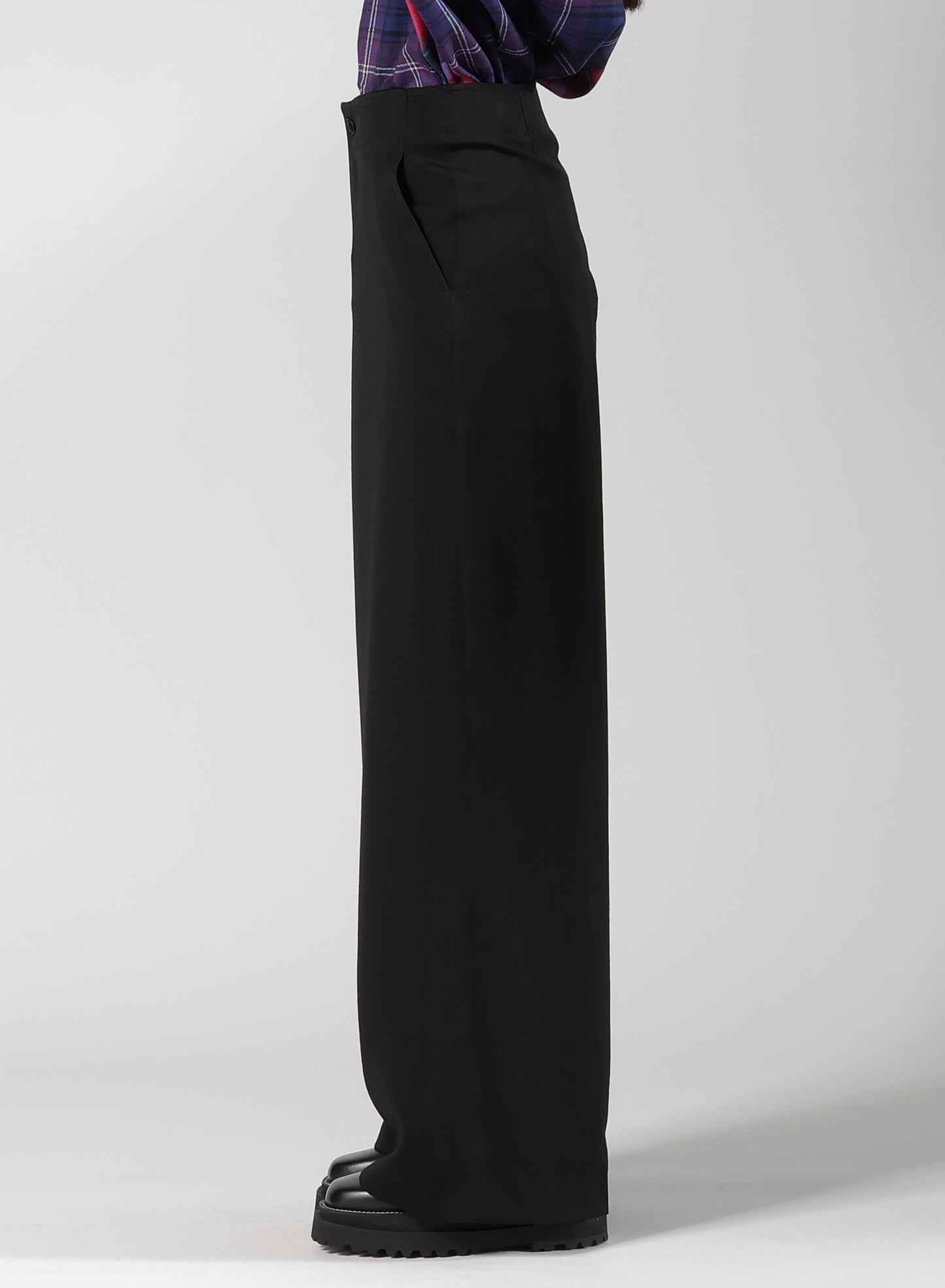 WOOL GABARDINE BELT PANTS