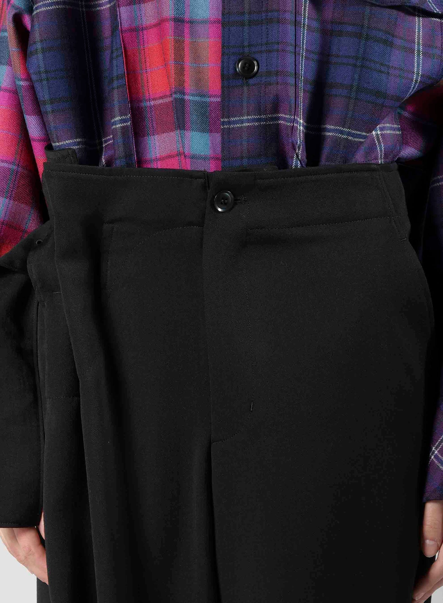 WOOL GABARDINE BELT PANTS