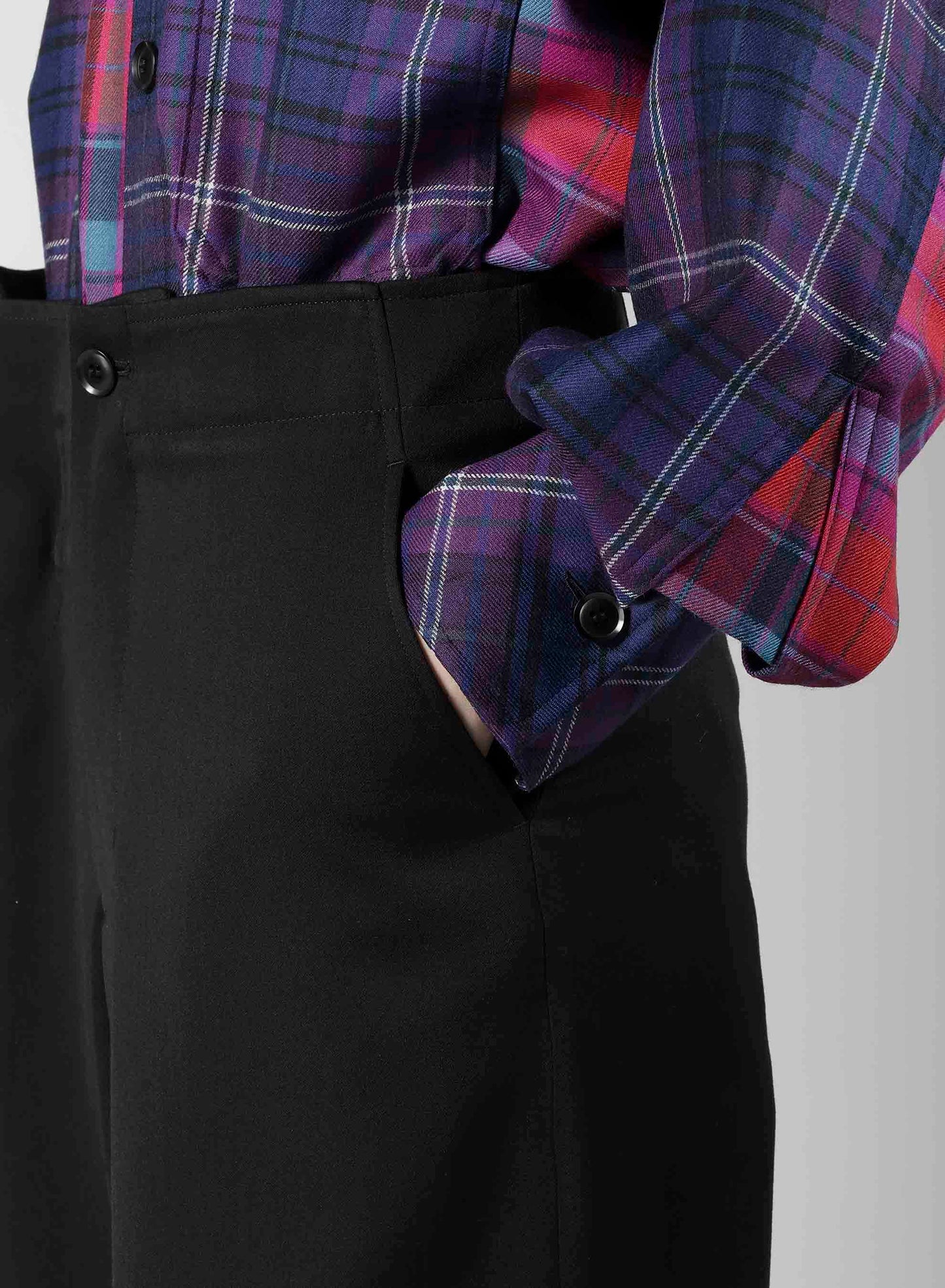 WOOL GABARDINE BELT PANTS