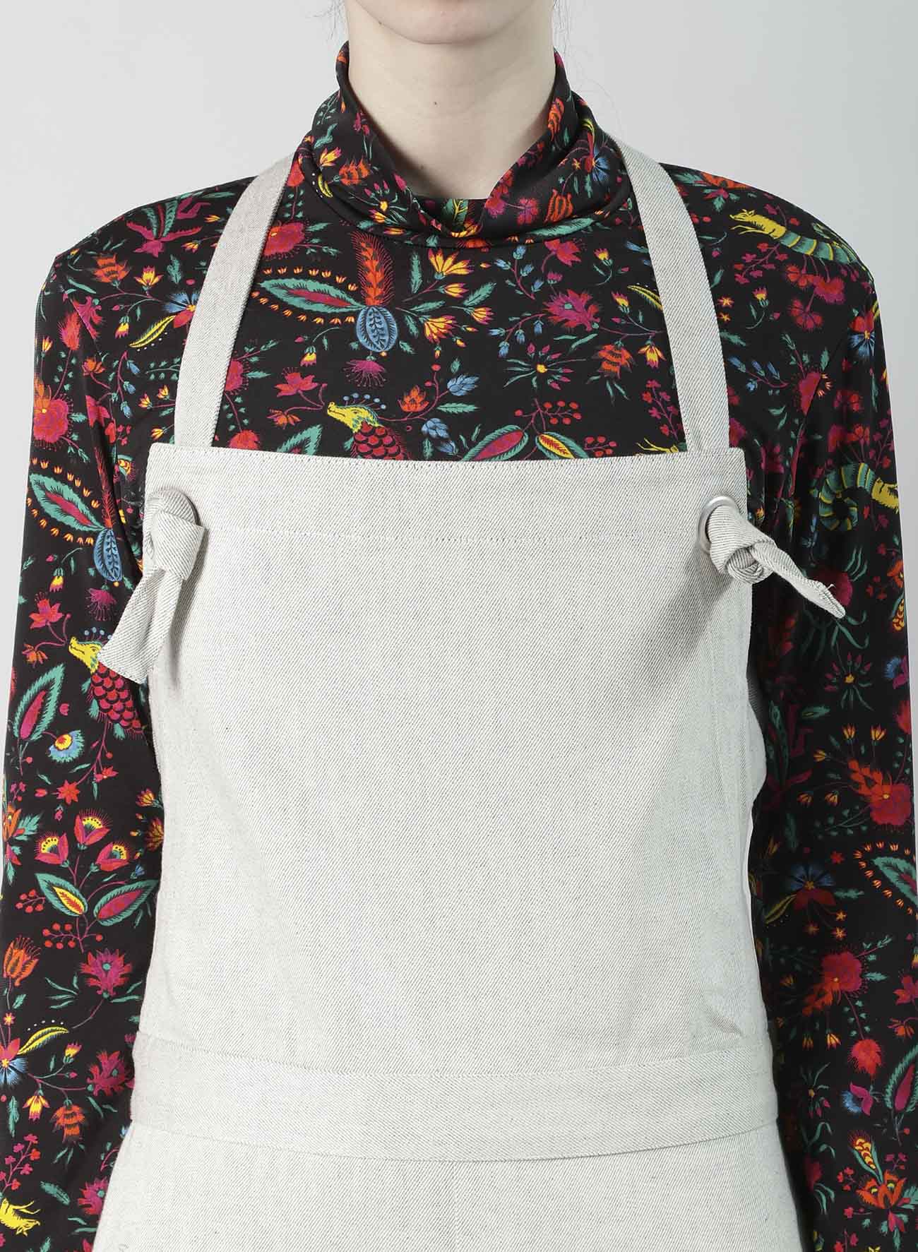 UNEVEN YARN DENIM APRON PANTS