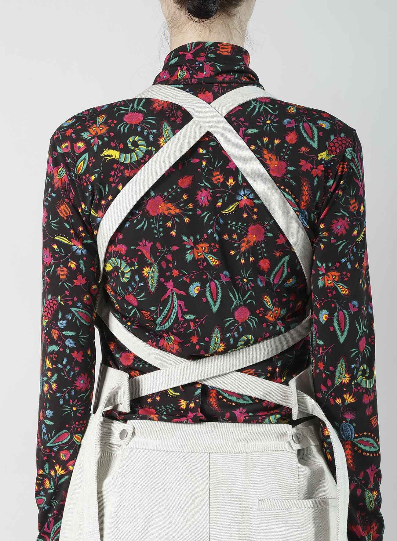 UNEVEN YARN DENIM APRON PANTS