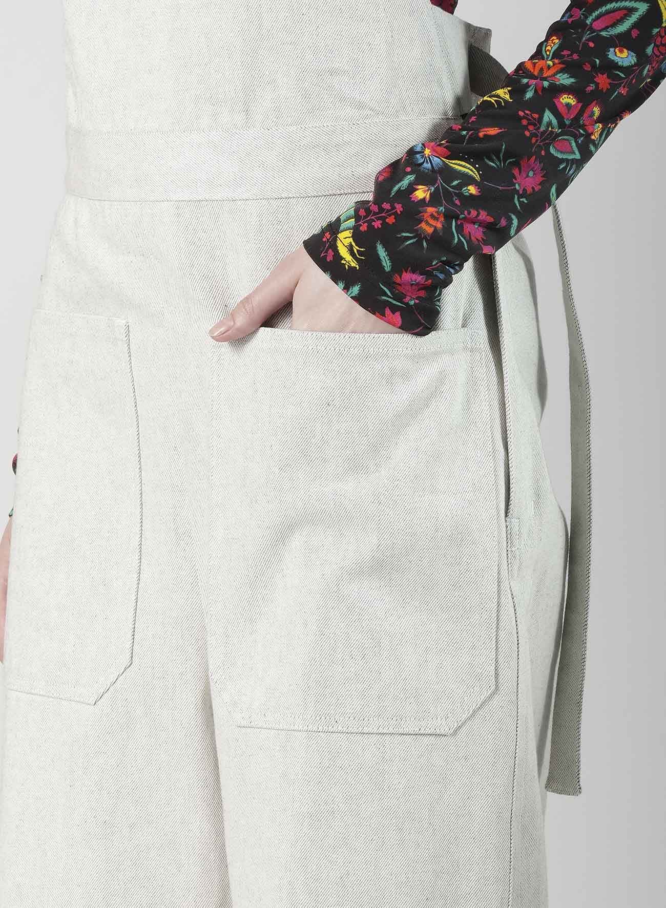 UNEVEN YARN DENIM APRON PANTS