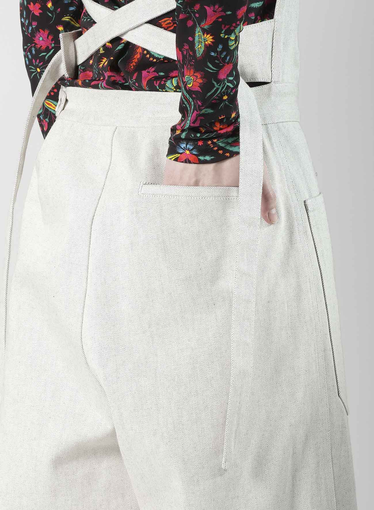 UNEVEN YARN DENIM APRON PANTS
