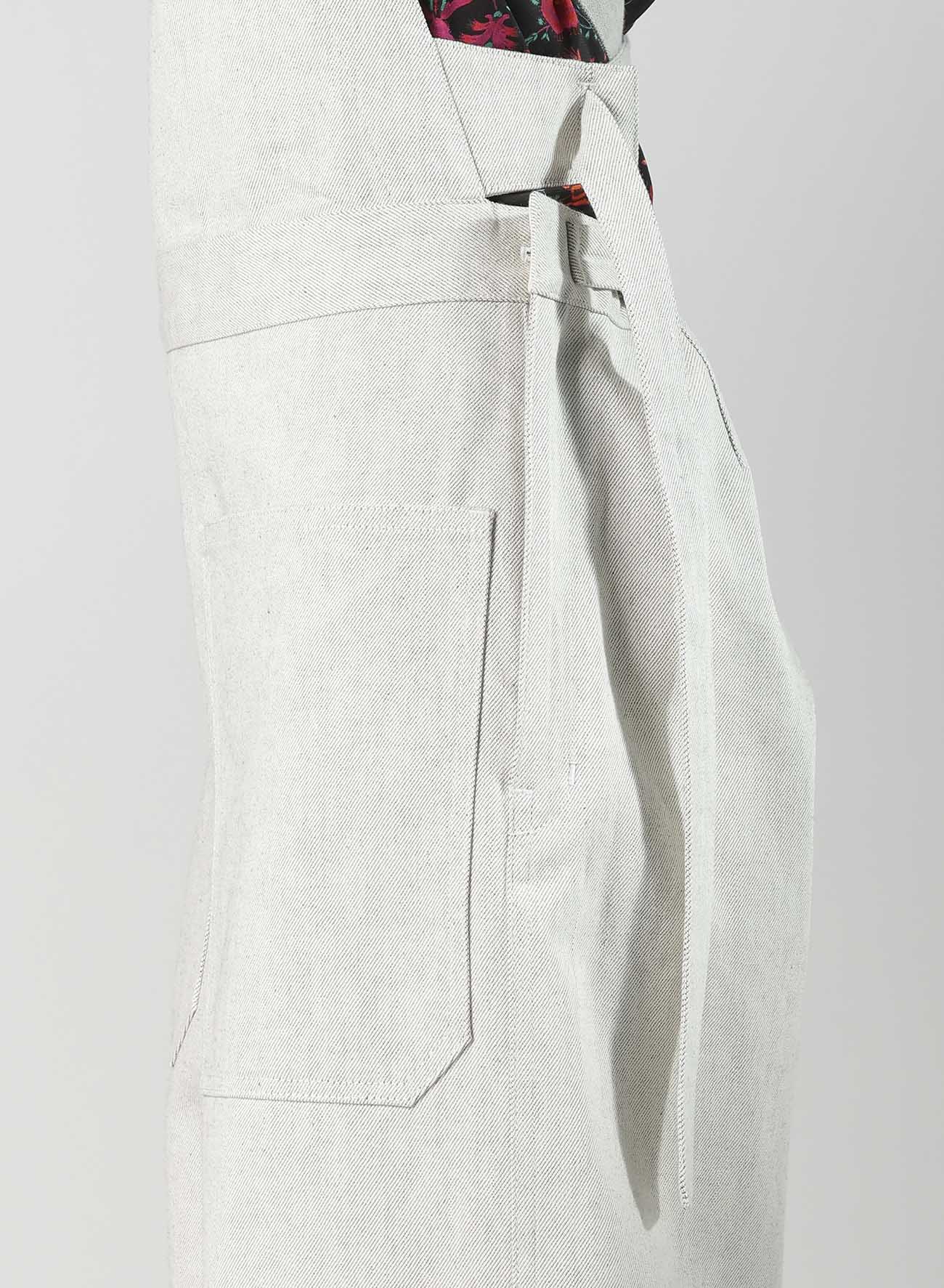 UNEVEN YARN DENIM APRON PANTS
