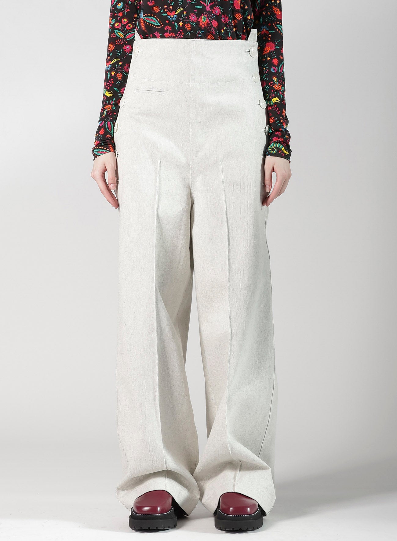 UNEVEN YARN DENIM SIDE OPEN PANTS