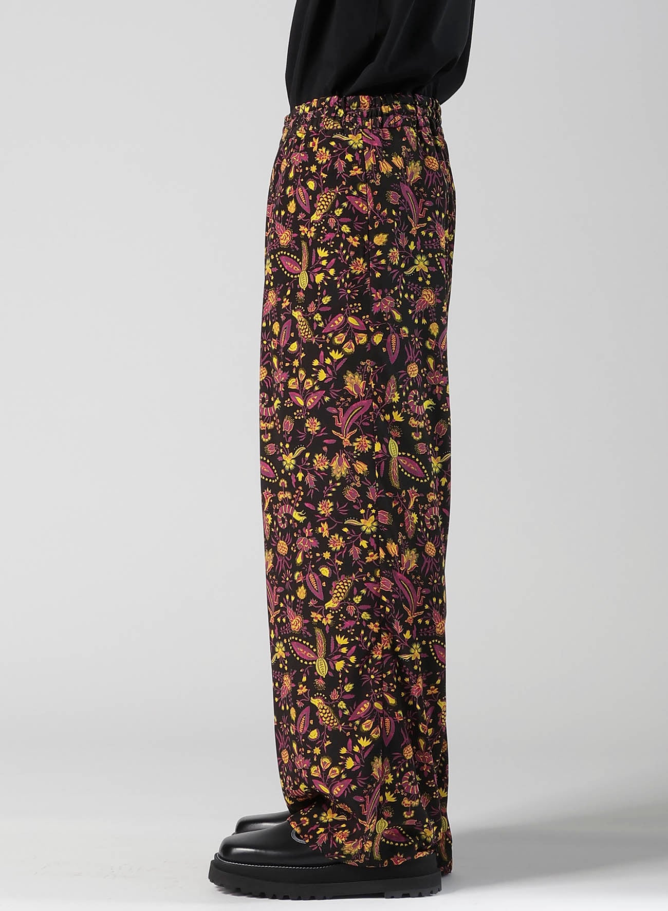 FLOWER PRINT ELASTIC WAIST PANTS